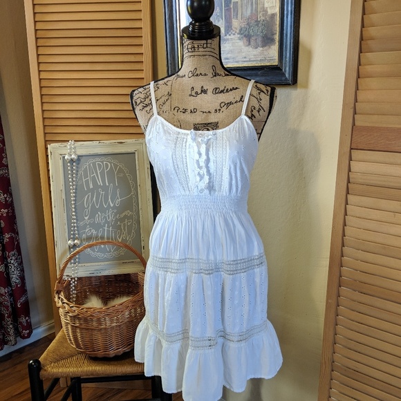 Rue21 Dresses & Skirts - Rue21 white mini eyelets dress adjustable straps